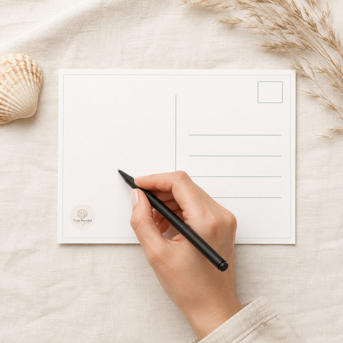 Set of four printable ocean postcards featuring a seahorse, jellyfish, whales and a sea turtle with handwritten English quotes