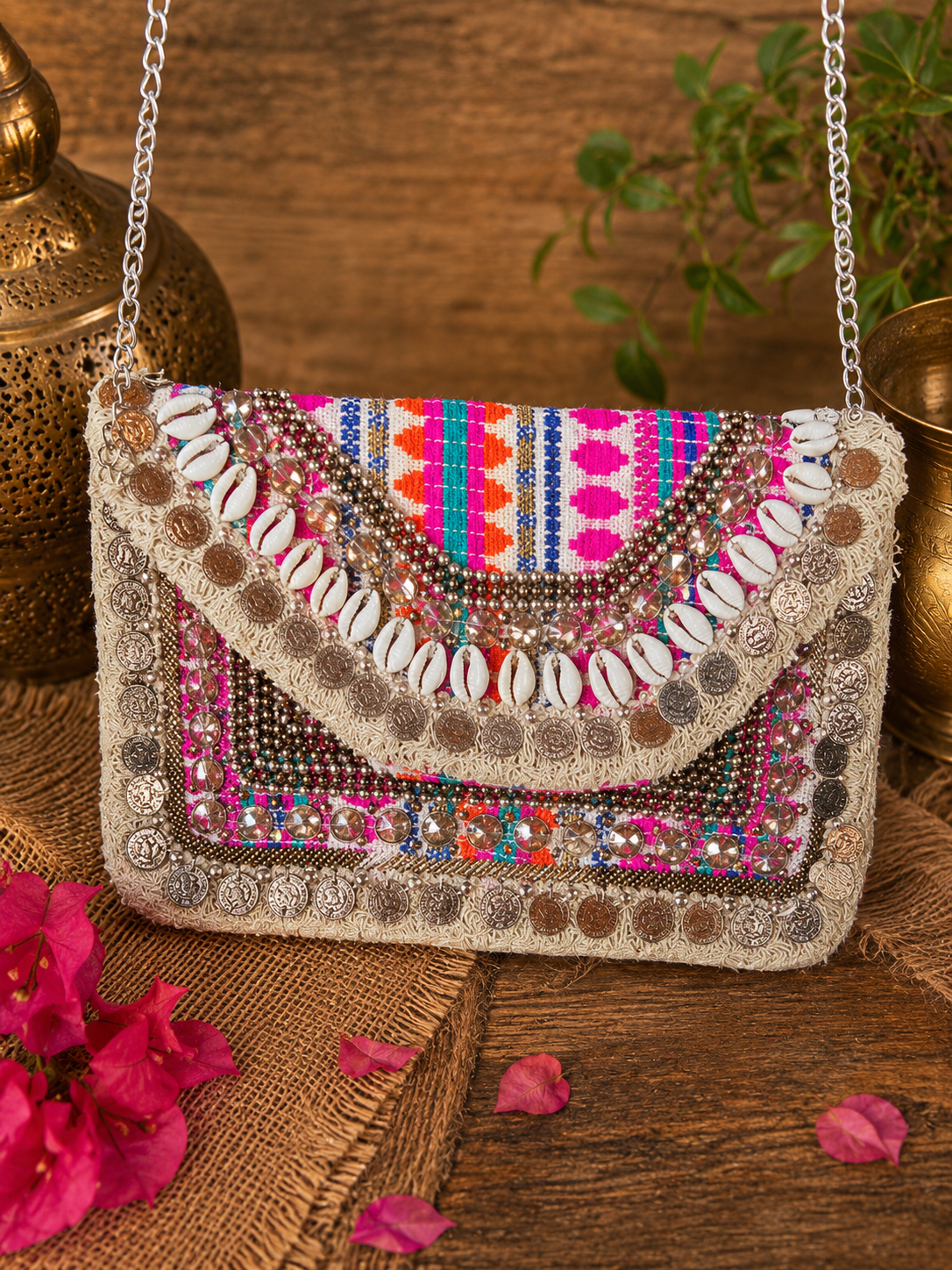 Embellished Boho Crossbody Bag from India