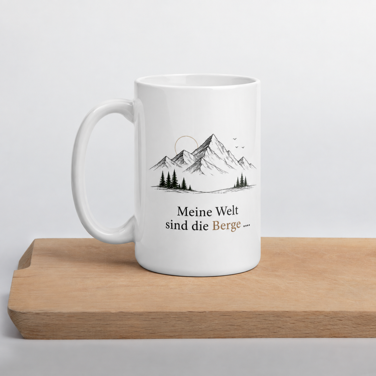 Mountains and Sea Mug with German Quote – Gift for Hikers and Ocean Lovers