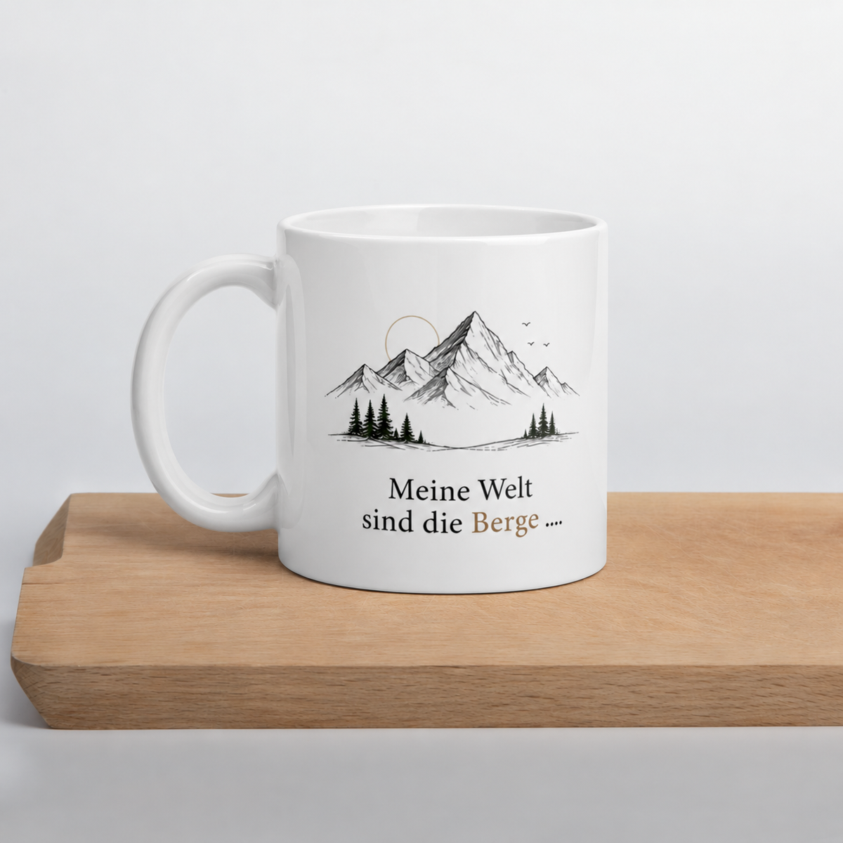 Mountains and Sea Mug with German Quote – Gift for Hikers and Ocean Lovers