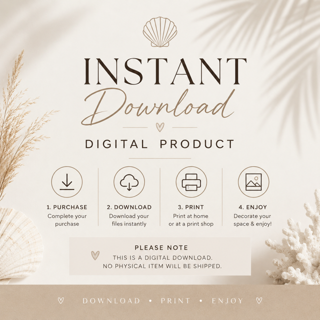 Muschel Poster Set | 3 Maritime Wandbilder | Coastal Deko | Digitaler Download