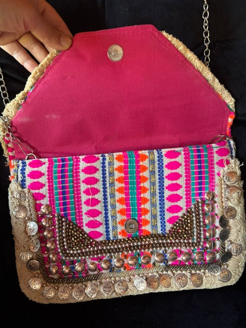 Embellished Boho Crossbody Bag from India