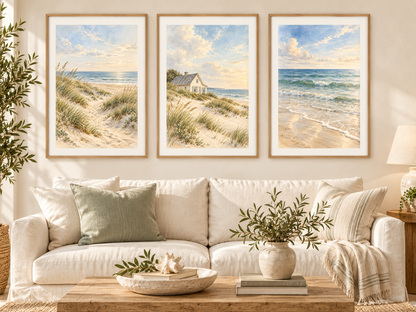 Maritime Aquarell-Poster als Bilderwand im Coastal Style