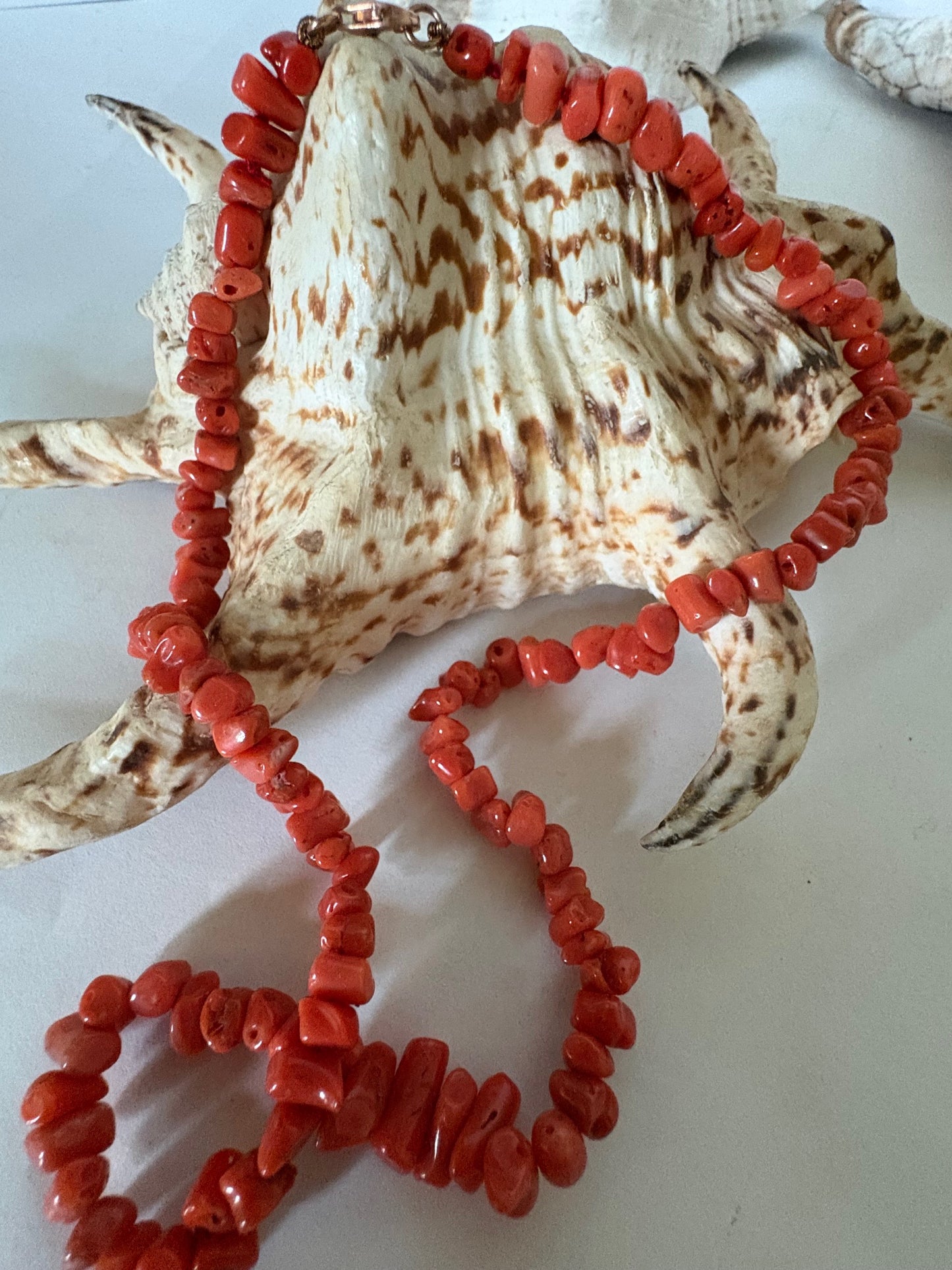 Vintage Korallenkette Rot – Korallenperlenkette mit 925 Silberverschluss – 44 cm