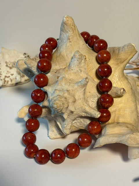Vintage-Korallenkette Rot mit großen Kugeln
