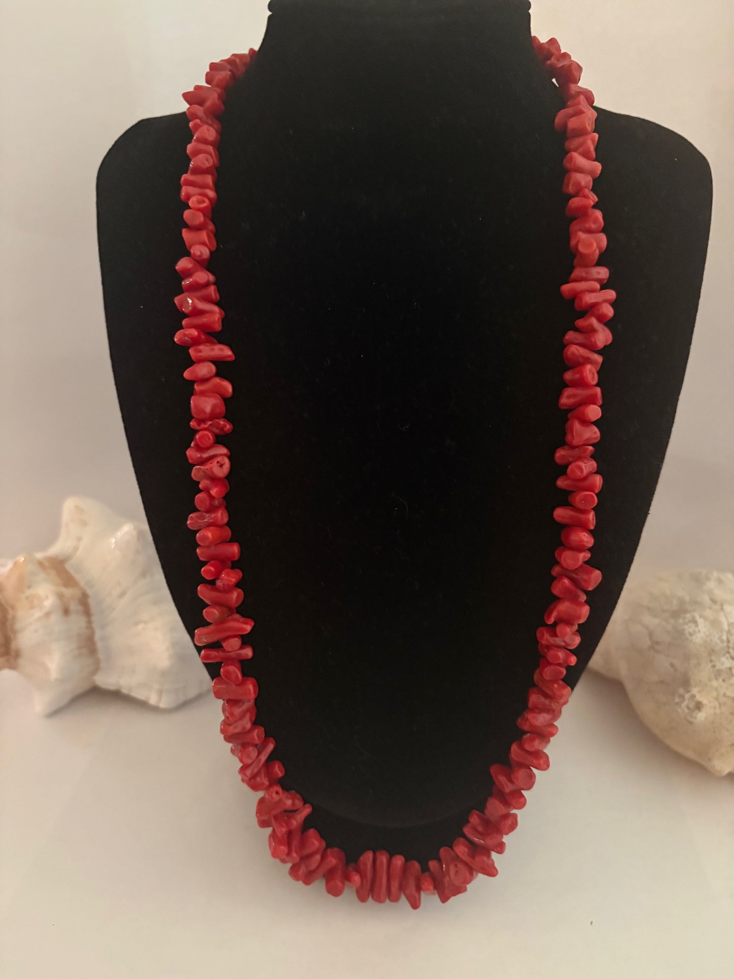 Vintage rote Korallenkette – verlängerbar, ca. 59 cm (+ bis ca. 65 cm)