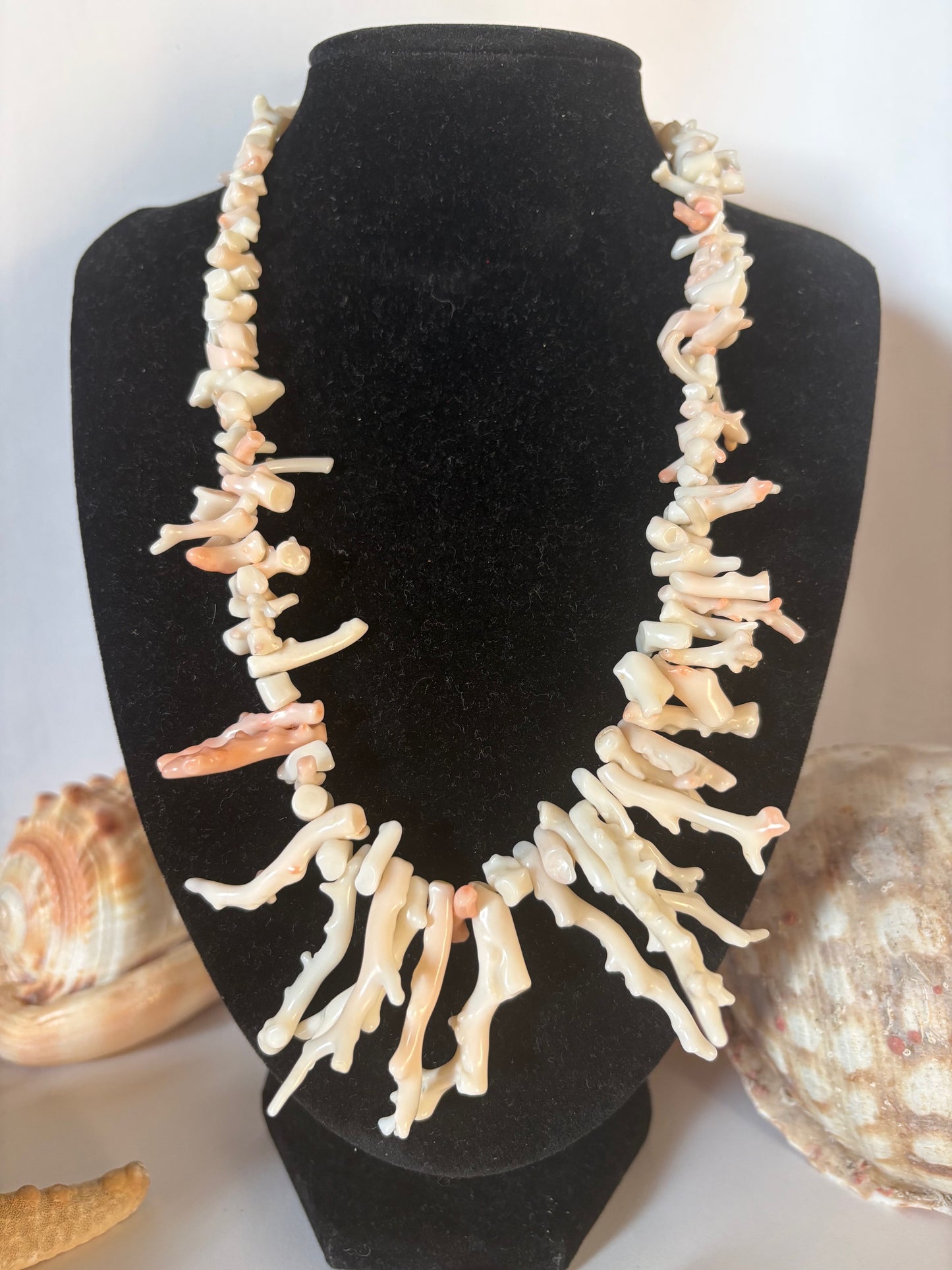 Vintage Korallenkette Creme Rosé mit Astkorallen | Maritime Halskette