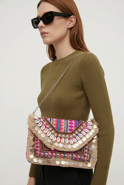 Farbenfrohe indische Schultertasche aus der Kollektion "With Love from India".