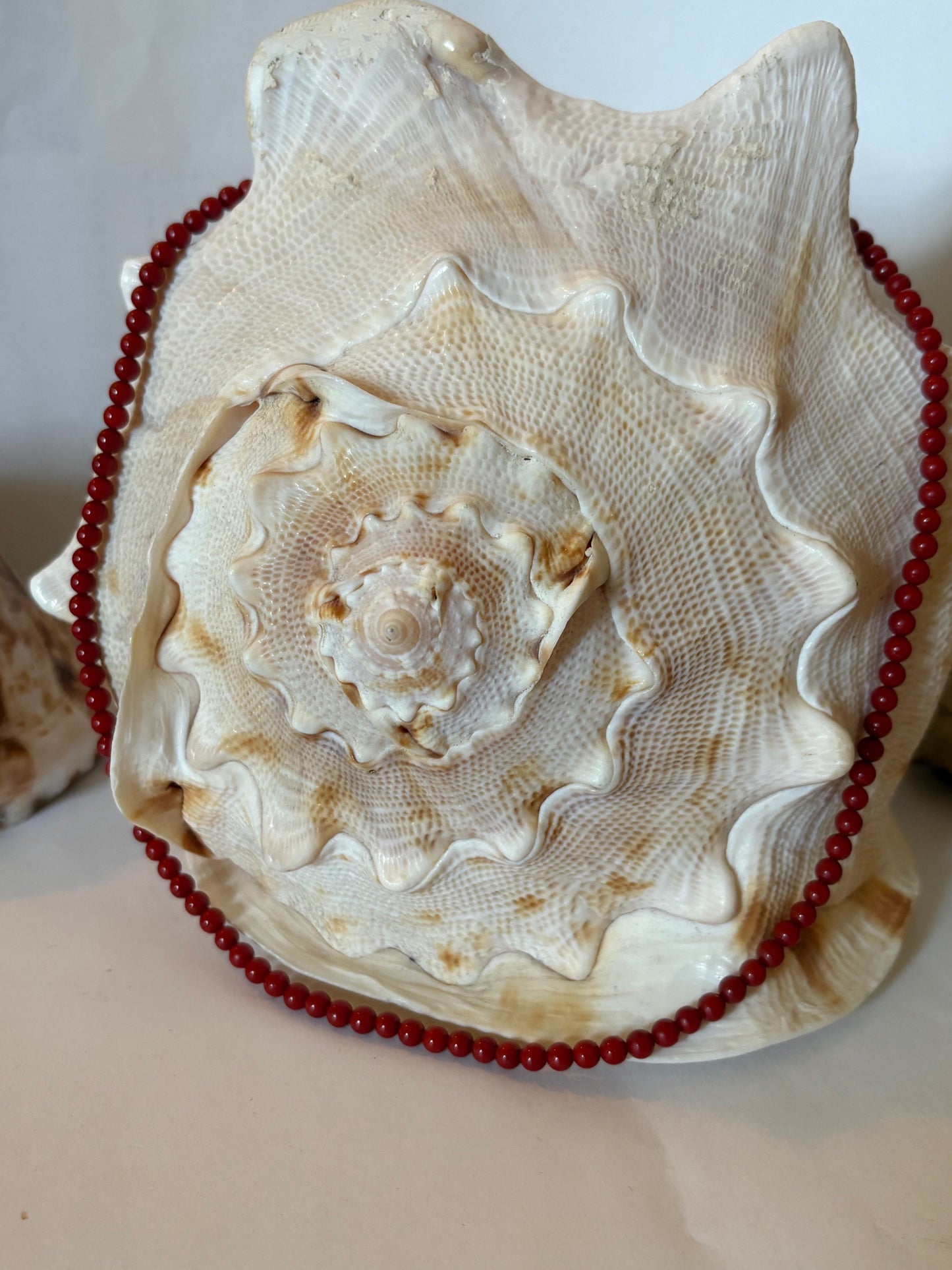Klassische Vintage Korallenkette 45 cm – Rot-Orange Kugelperlen mit Goldoptik Verschluss