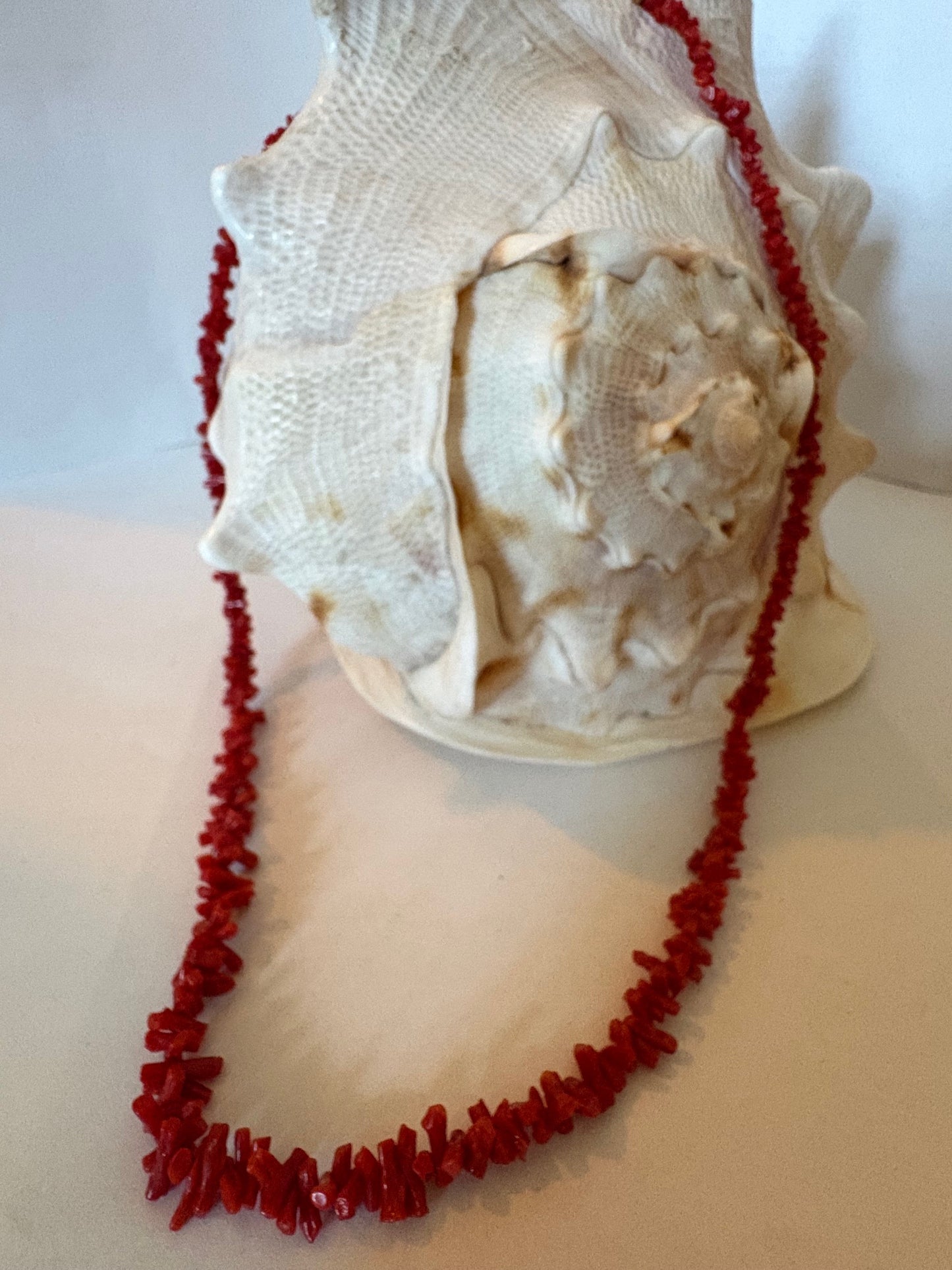 Vintage rote Korallenkette – Astkoralle, ca. 53,5 cm