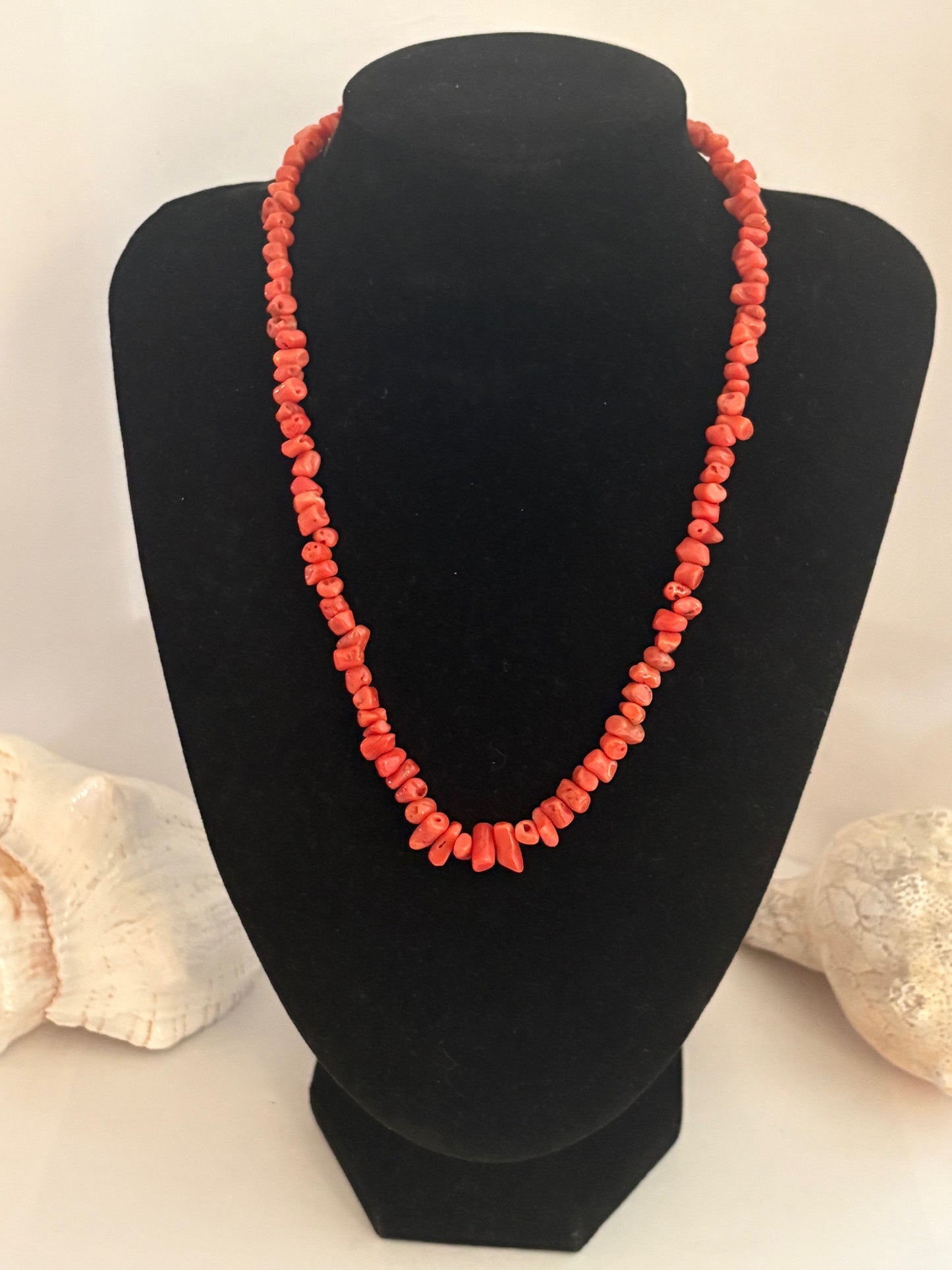 Vintage Korallenkette Rot – Korallenperlenkette mit 925 Silberverschluss – 44 cm