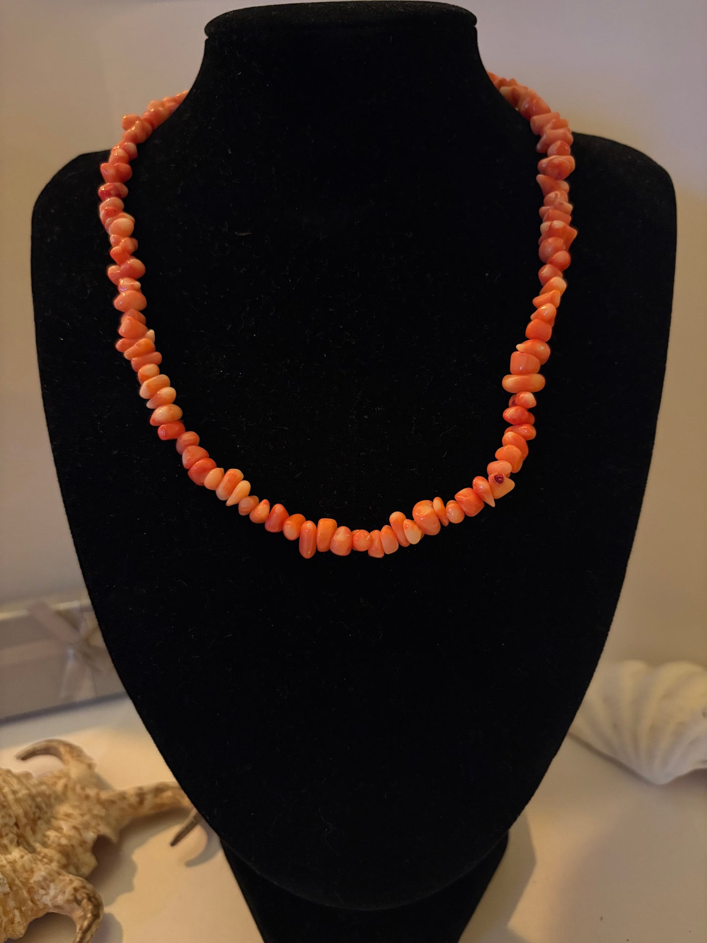 Vintage Engelshaut Korallenkette Rosa – Angelskin Collier 42 cm