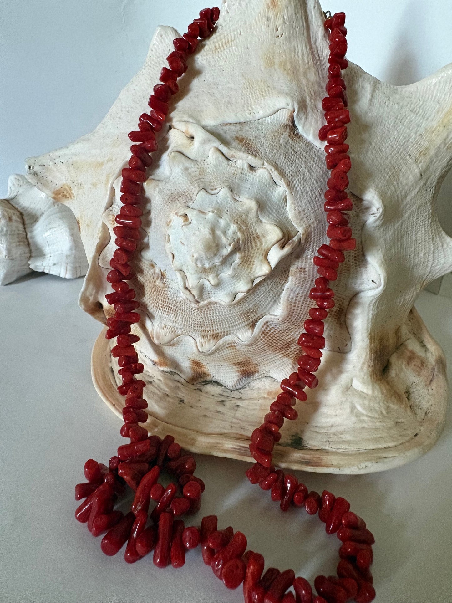 Vintage rote Korallenkette – verlängerbar, ca. 59 cm (+ bis ca. 65 cm)