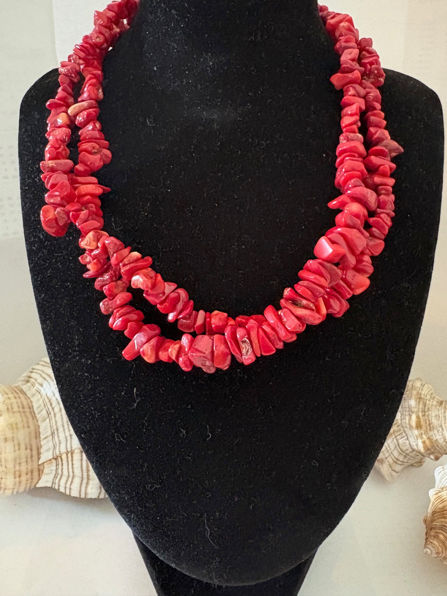 Vintage lange rote Korallenkette – ca. 90 cm
