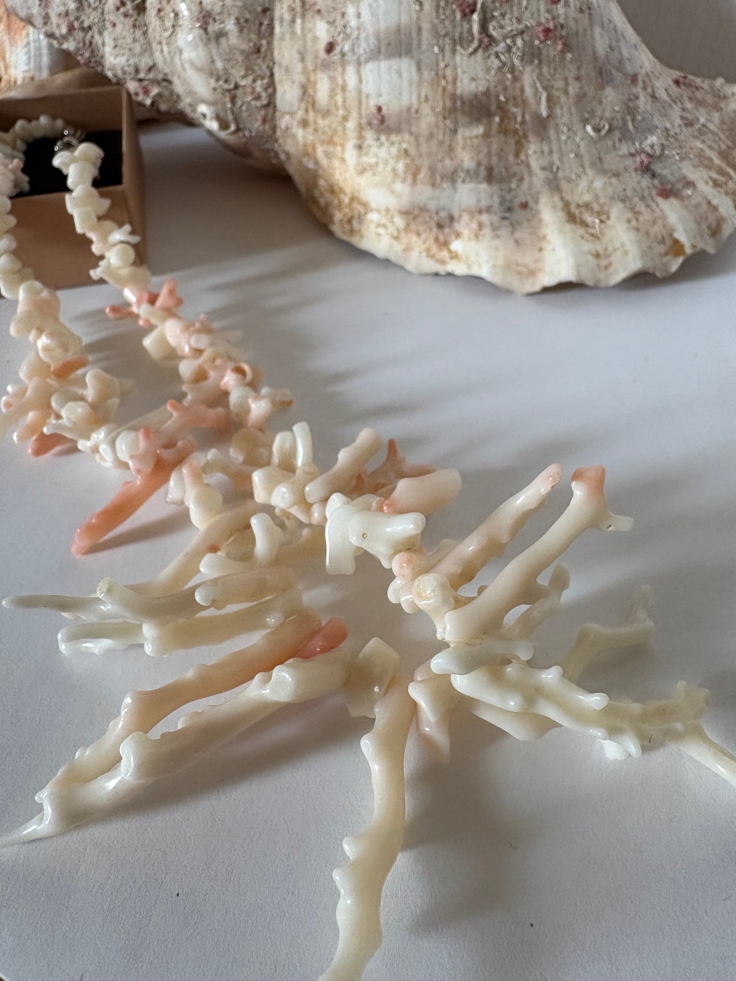 Vintage Korallenkette Creme Rosé mit Astkorallen | Maritime Halskette