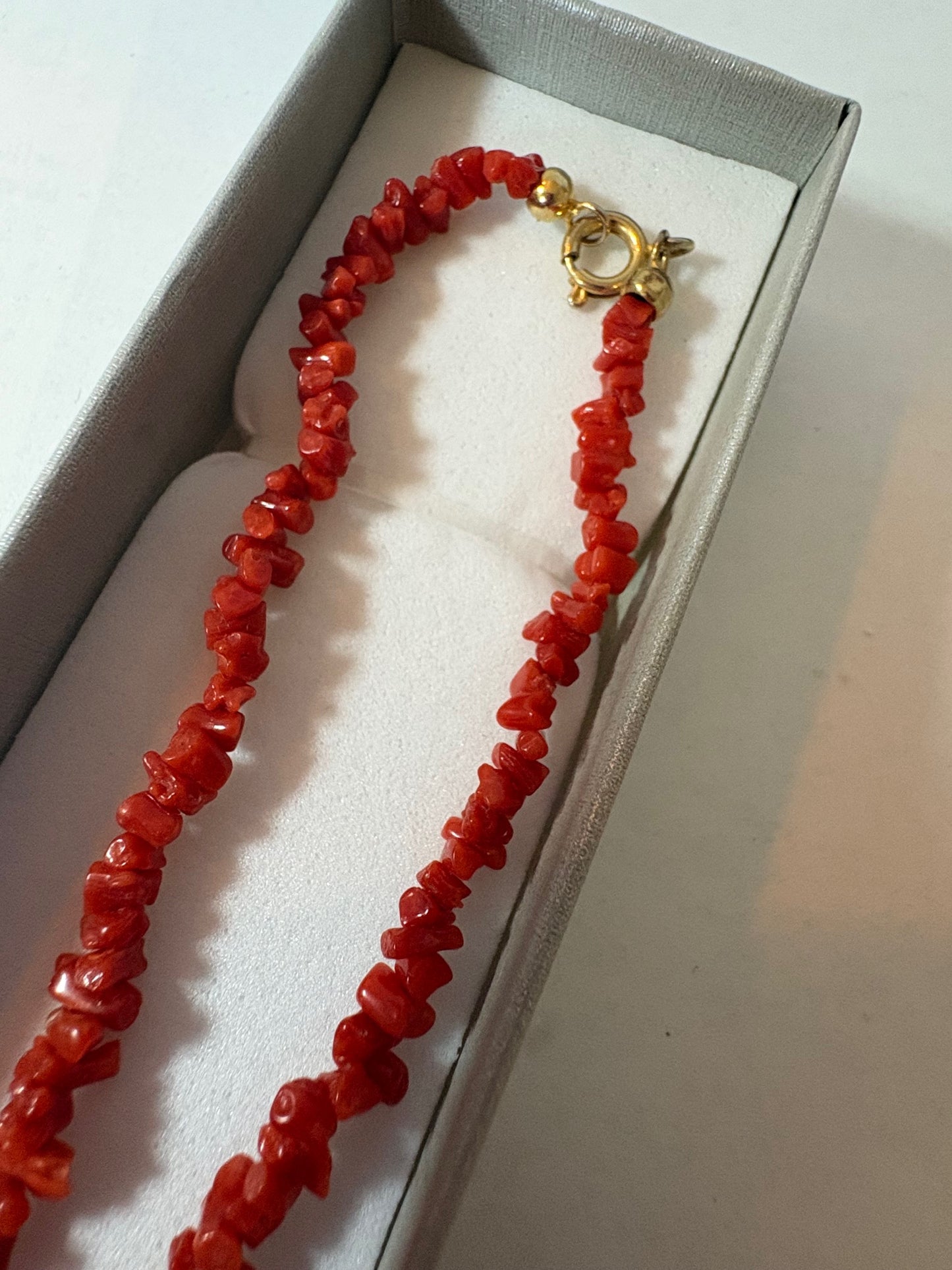 Vintage rote Korallenkette – Astkoralle, ca. 53,5 cm