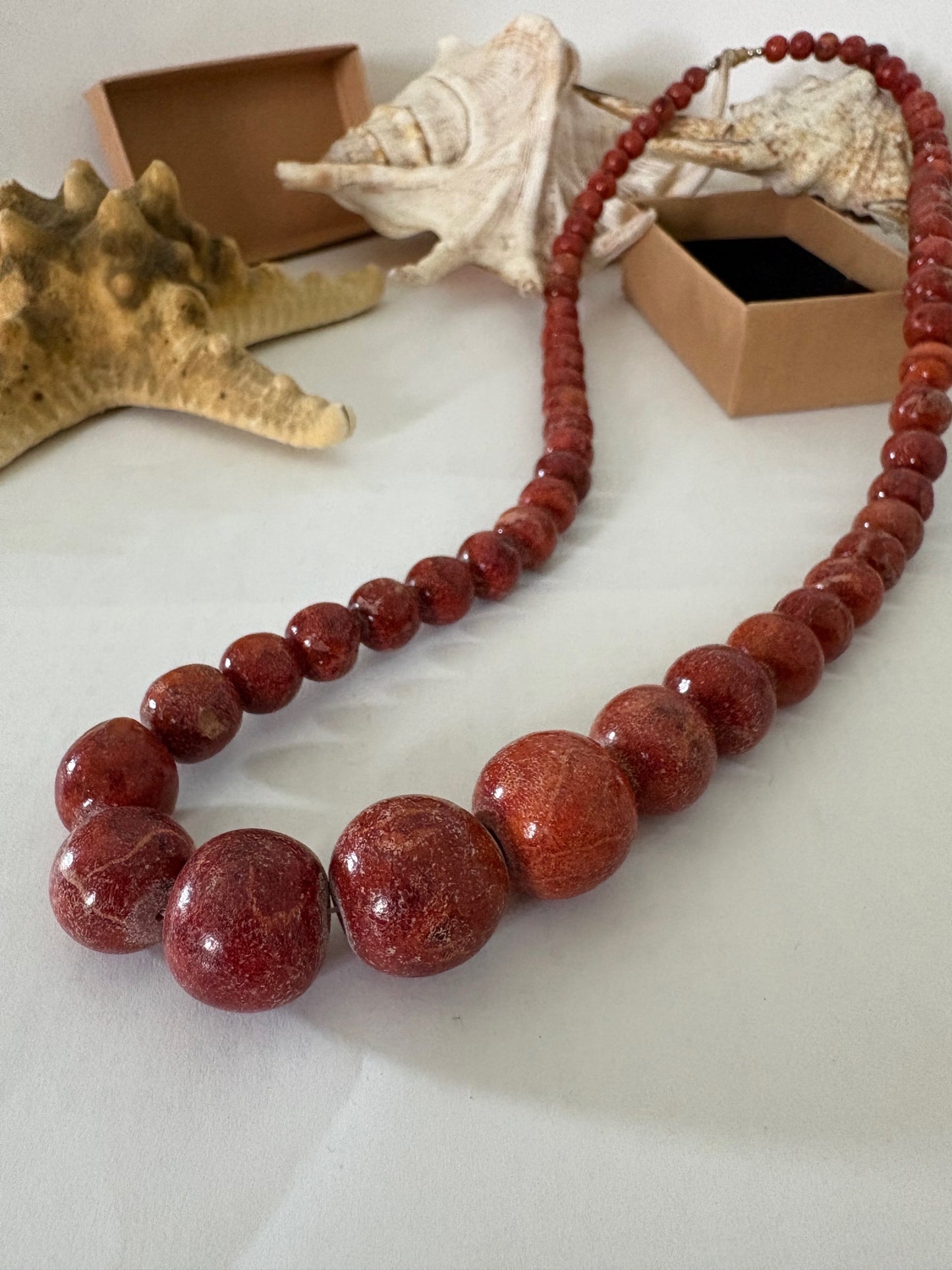 Vintage Schaumkorallen-Kette Rot – klassische lange Korallenkette