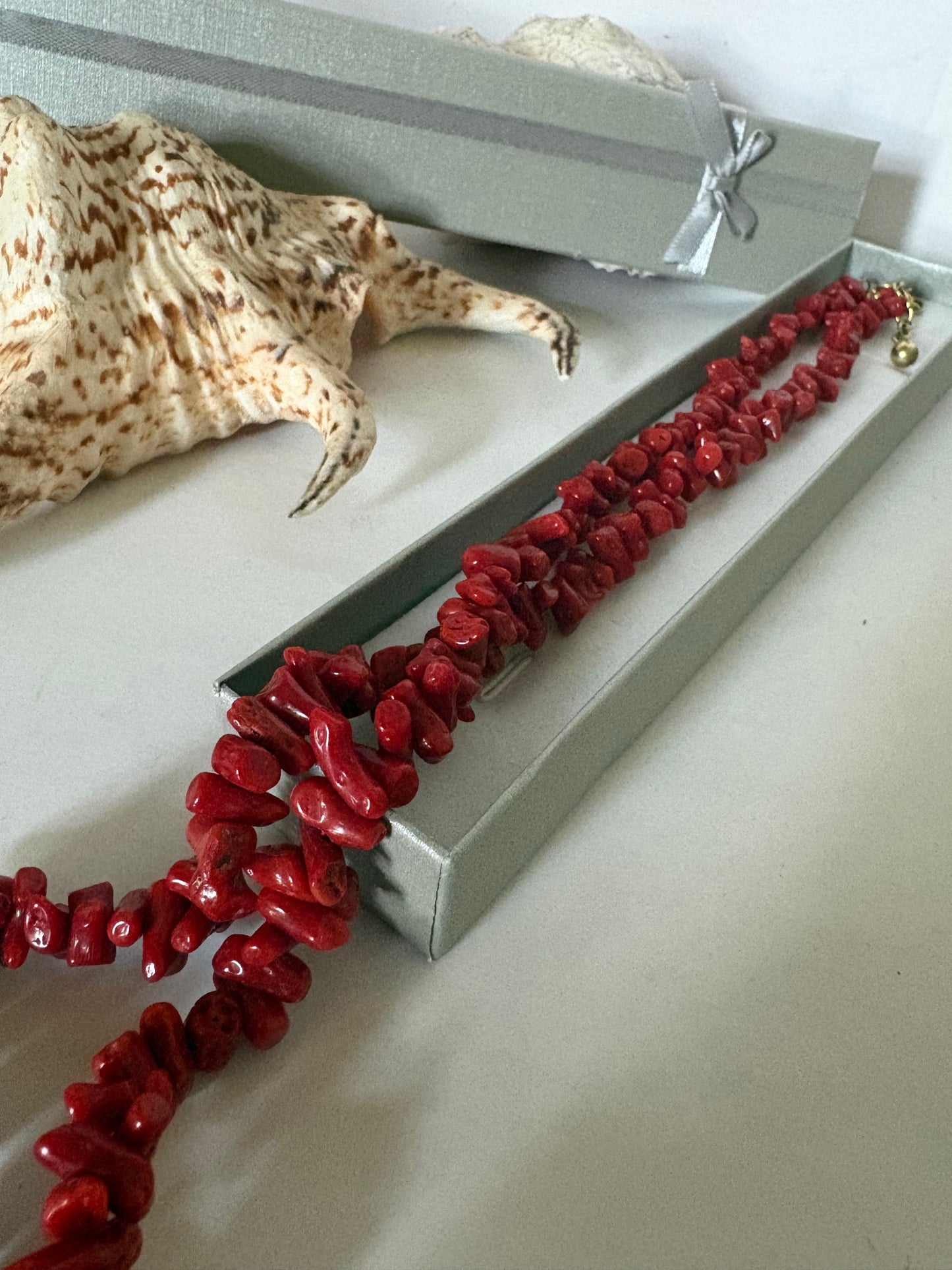 Vintage rote Korallenkette – verlängerbar, ca. 59 cm (+ bis ca. 65 cm)