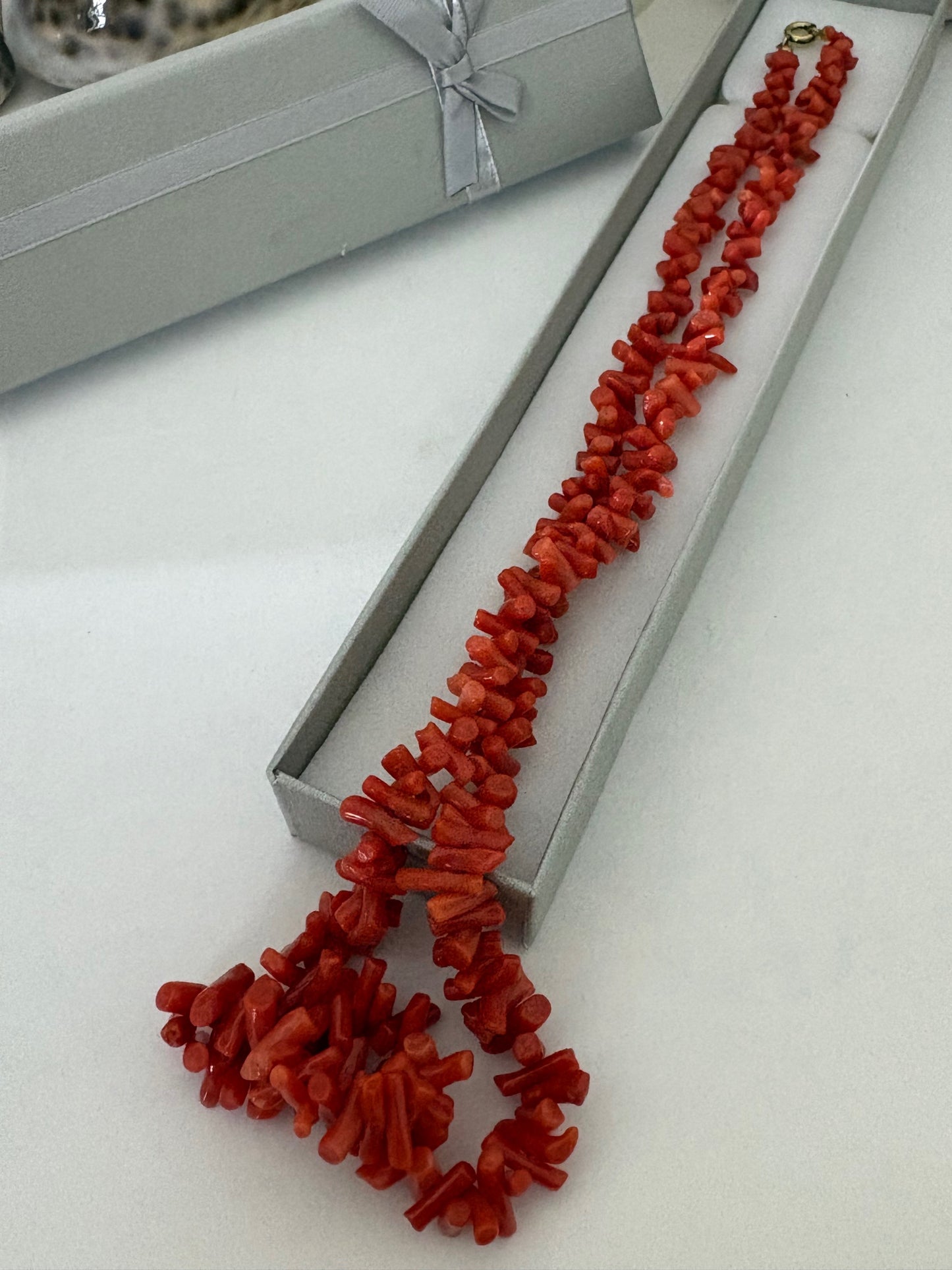 Vintage rote Korallenkette – klassischer Korallenschmuck, ca. 58 cm