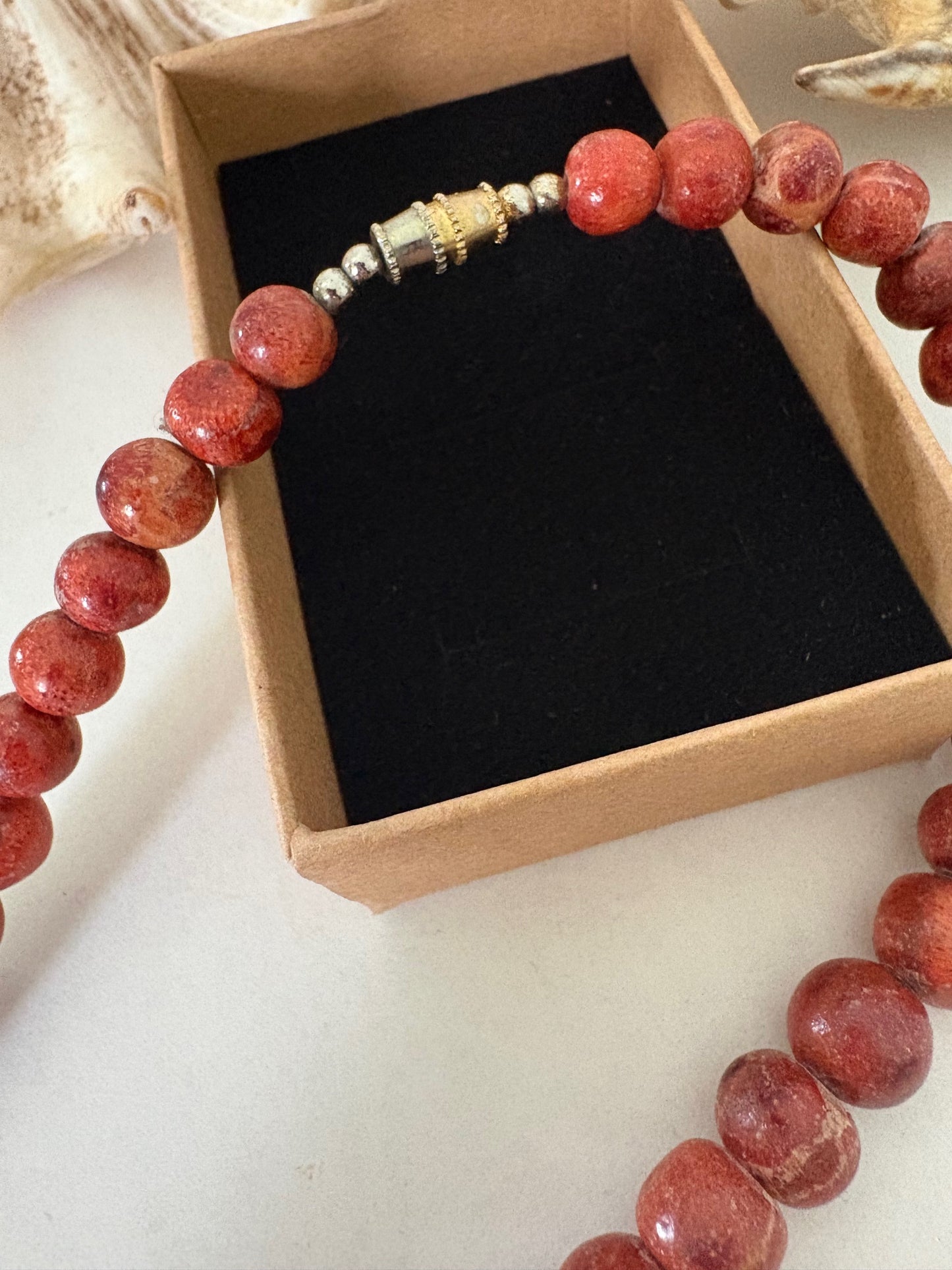 Vintage Schaumkorallen-Kette Rot – klassische lange Korallenkette
