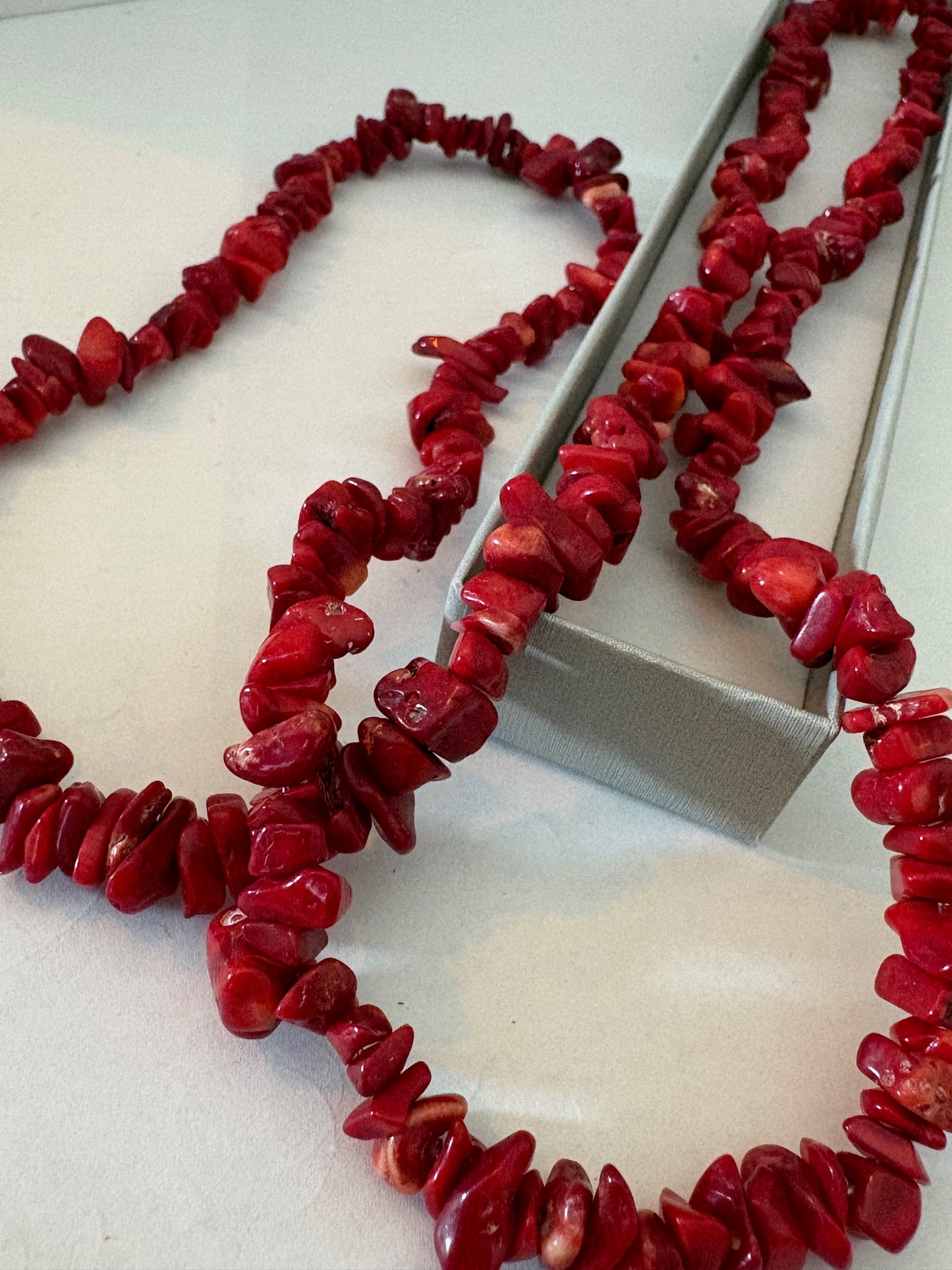 Vintage lange rote Korallenkette – ca. 90 cm