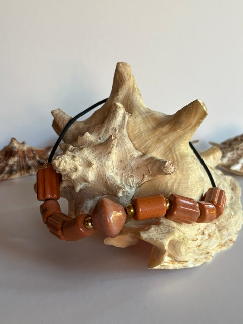 Vintage-Statement-Collier von Bilitis mit organischem Keramikmittelstück