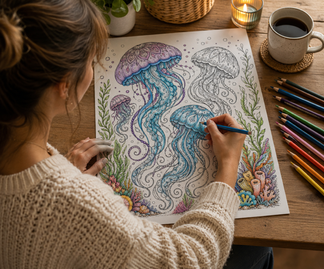 🐚 Ozean-Mandala-Ausmalbuch für Erwachsene | 10 Meerestier-Motive | Druckbare PDF zum Sofort-Download