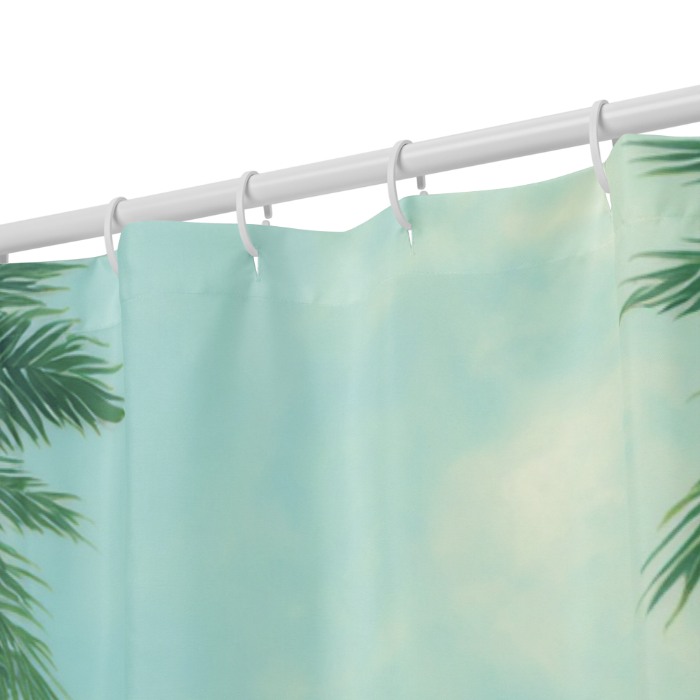 Coastal Beach Shower Curtain with Seashell Design – Tropical Ocean Bathroom Decor